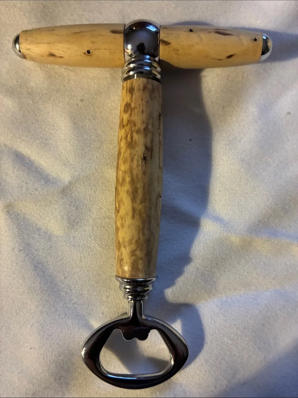 Wood Handle T-Style Bottle Opener - Natural Olive Wood Carved /smoothed by Hand